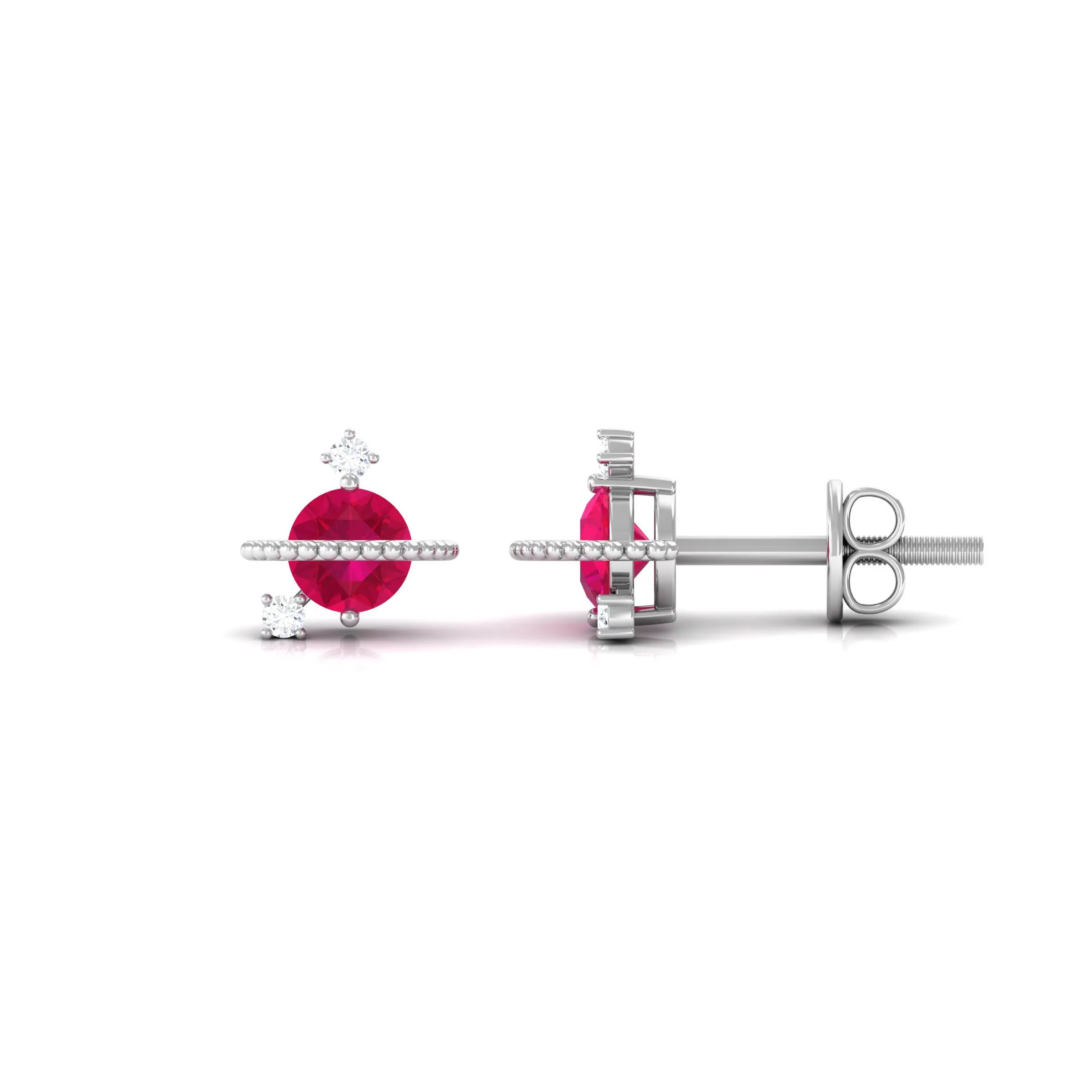 Natural Ruby and Diamond Celestial Earrings