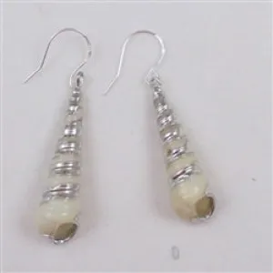 Natural Shell Tower & Silver Earrings