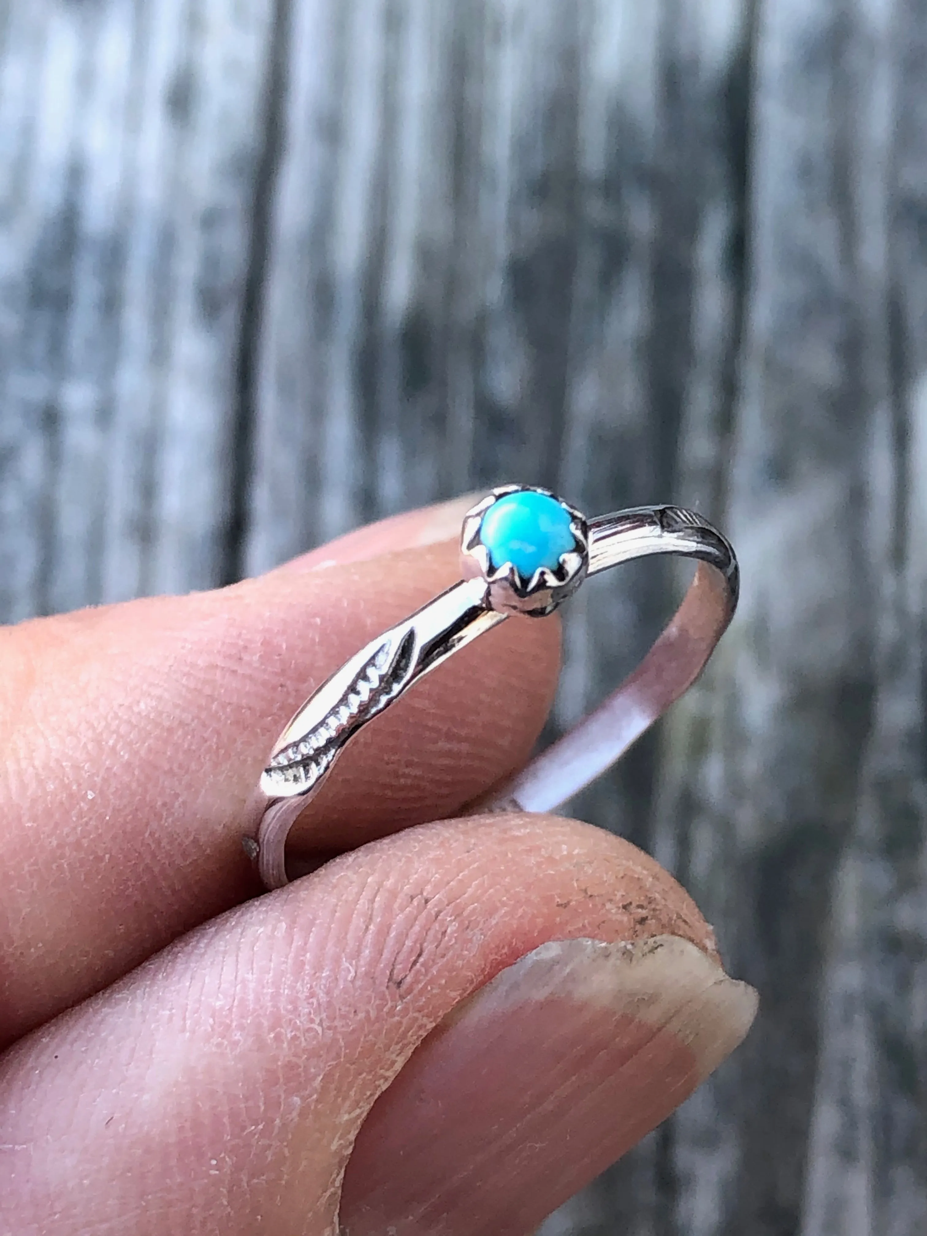 Navajo Stamped Sterling silver turquoise ring