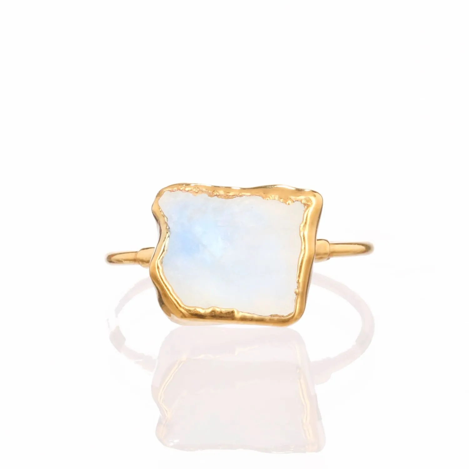 New Rainbow Raw Moonstone Ring