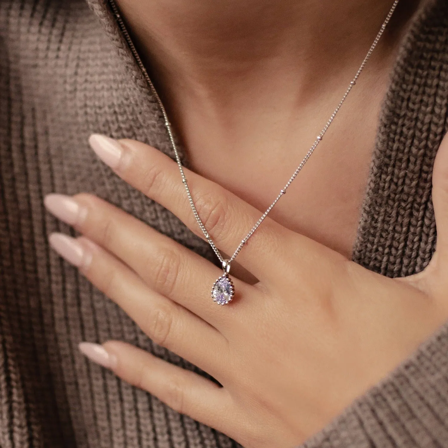 October Tourmaline Birthstone Necklace Sterling Silver