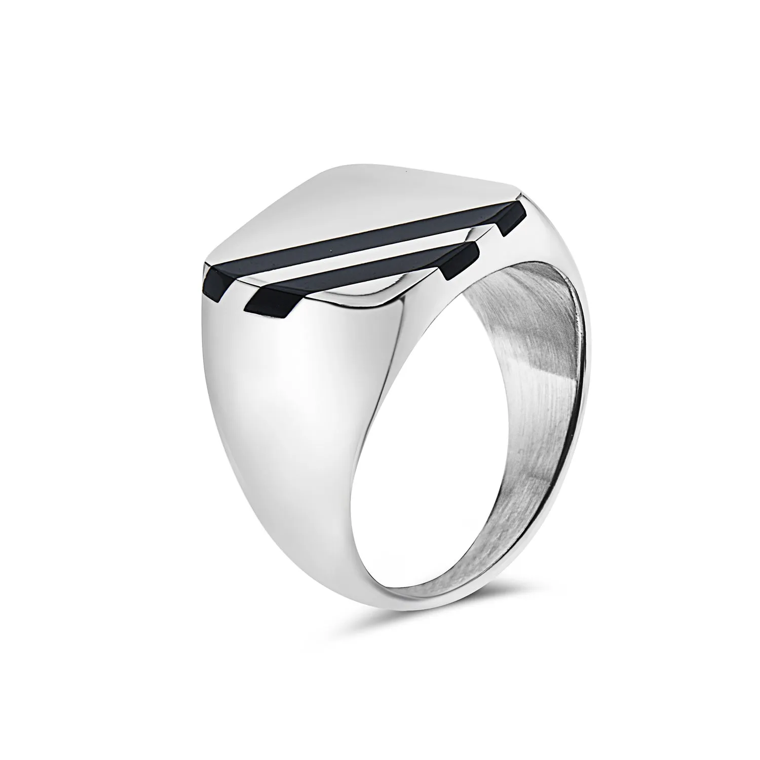 OFFSET BARS BLACK ONYX SQUARE SIGNET RING