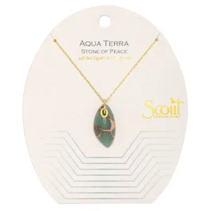 Organic Stone Necklace - Aqua Terra / Gold - Stone of Peace