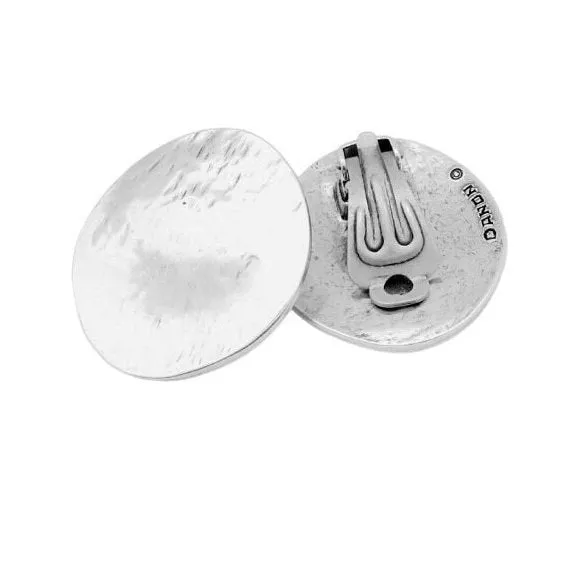 Oval Clip On Earrings - Silver