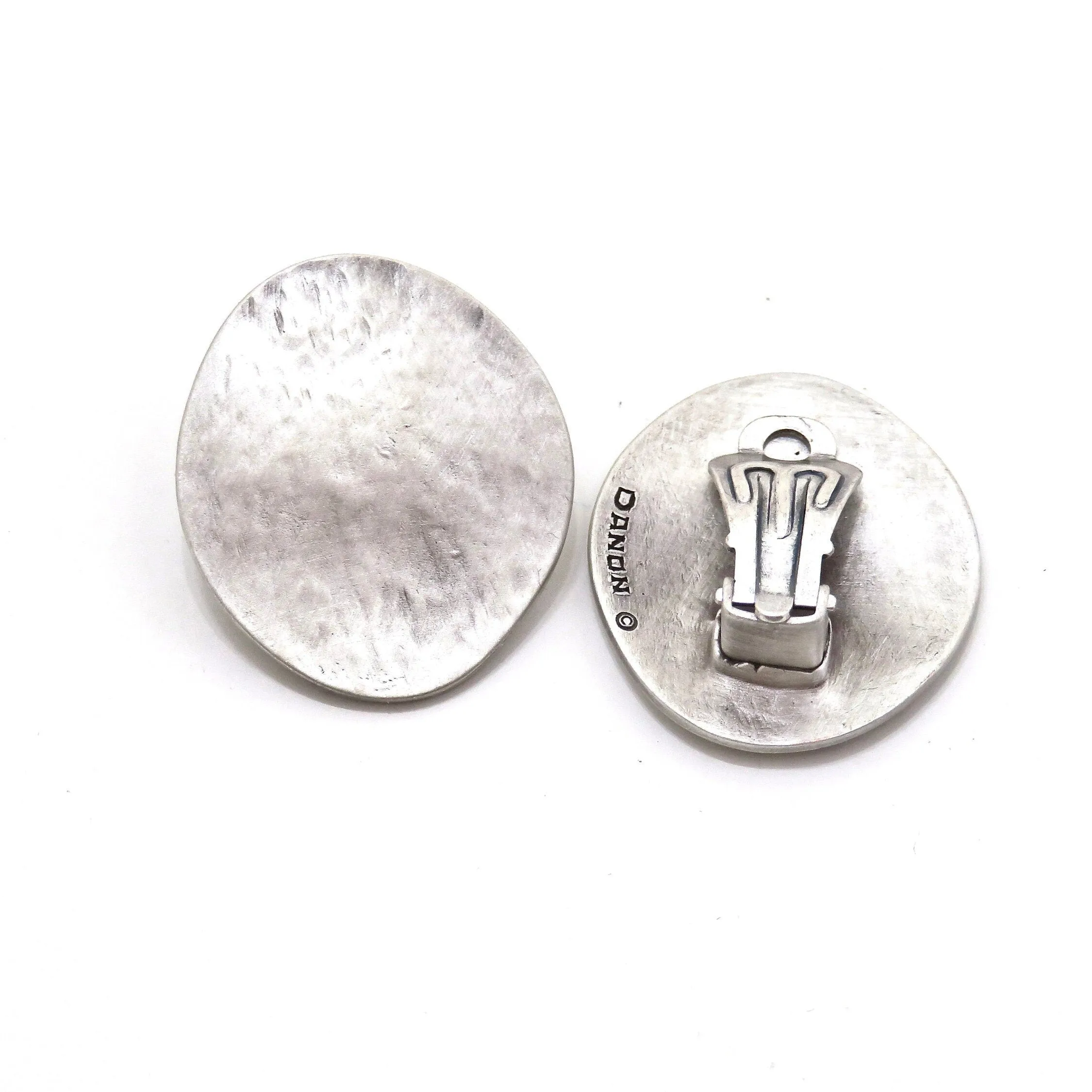 Oval Clip On Earrings - Silver