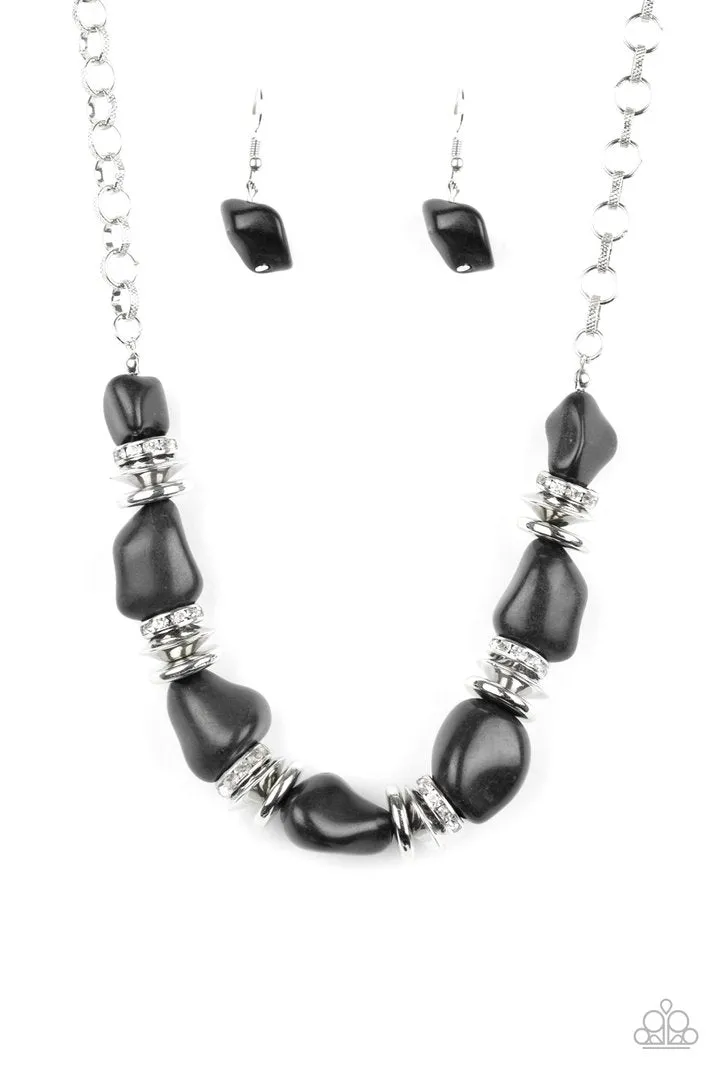 Paparazzi Stunningly Stone Age - Black Necklace