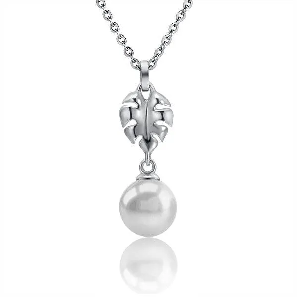 Pearl Alocacia Leaf Pendant