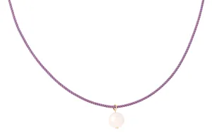 pearl   purple cord necklace