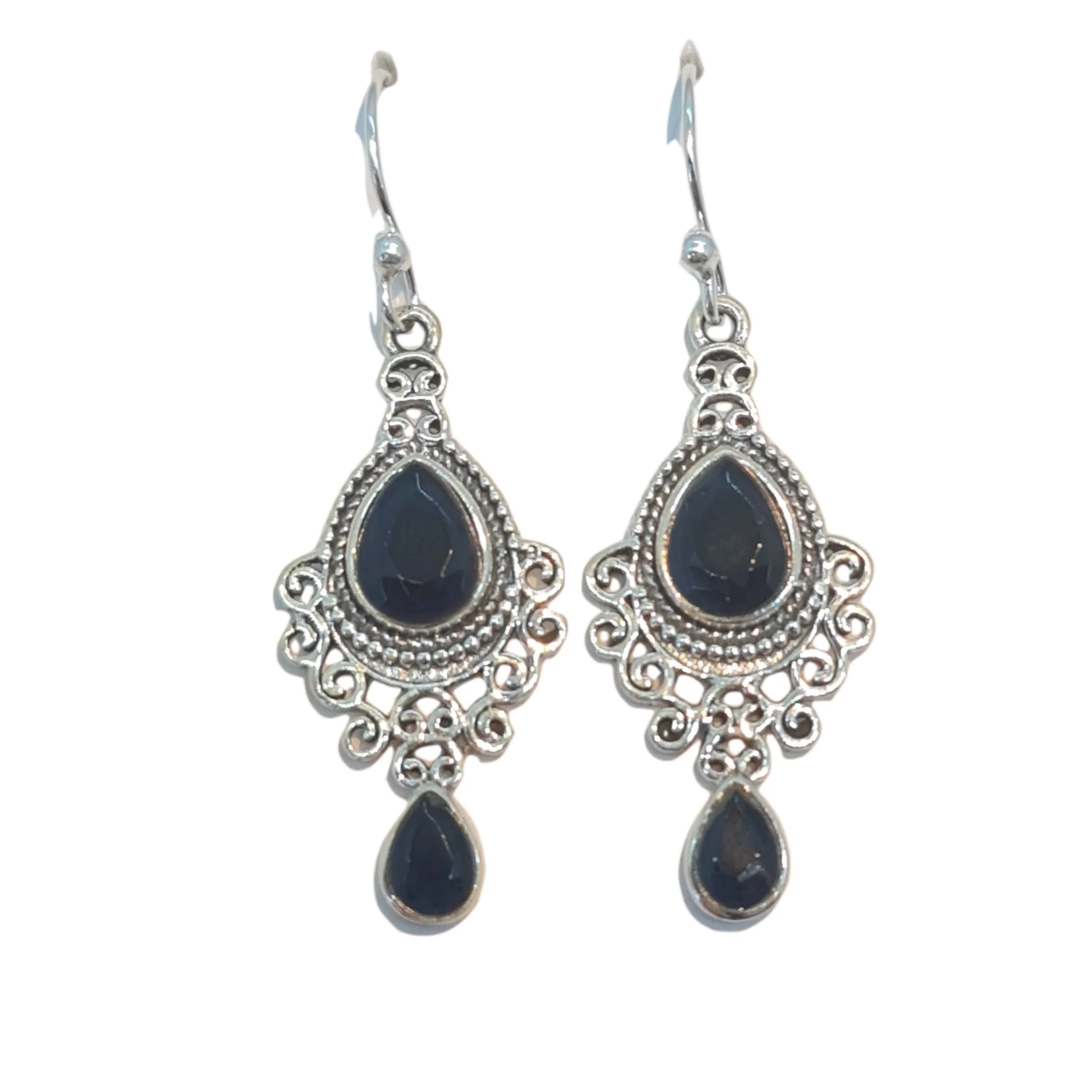 Raja Black Onyx stone drop earrings