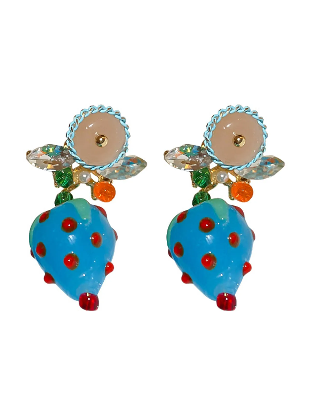 Retro Unique Blue Strawberry 3D Earrings