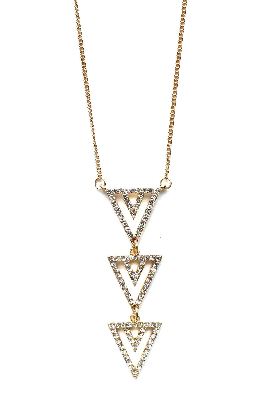 Rhinestone Triangle Pendant Necklace