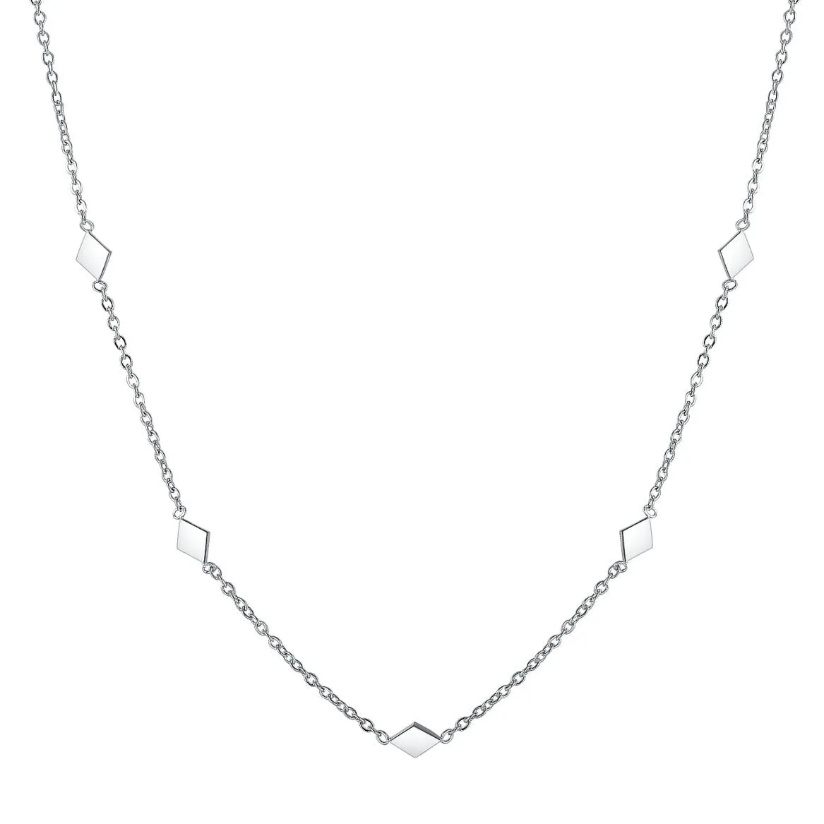 Rhombus Charm Delicate Necklace Silver