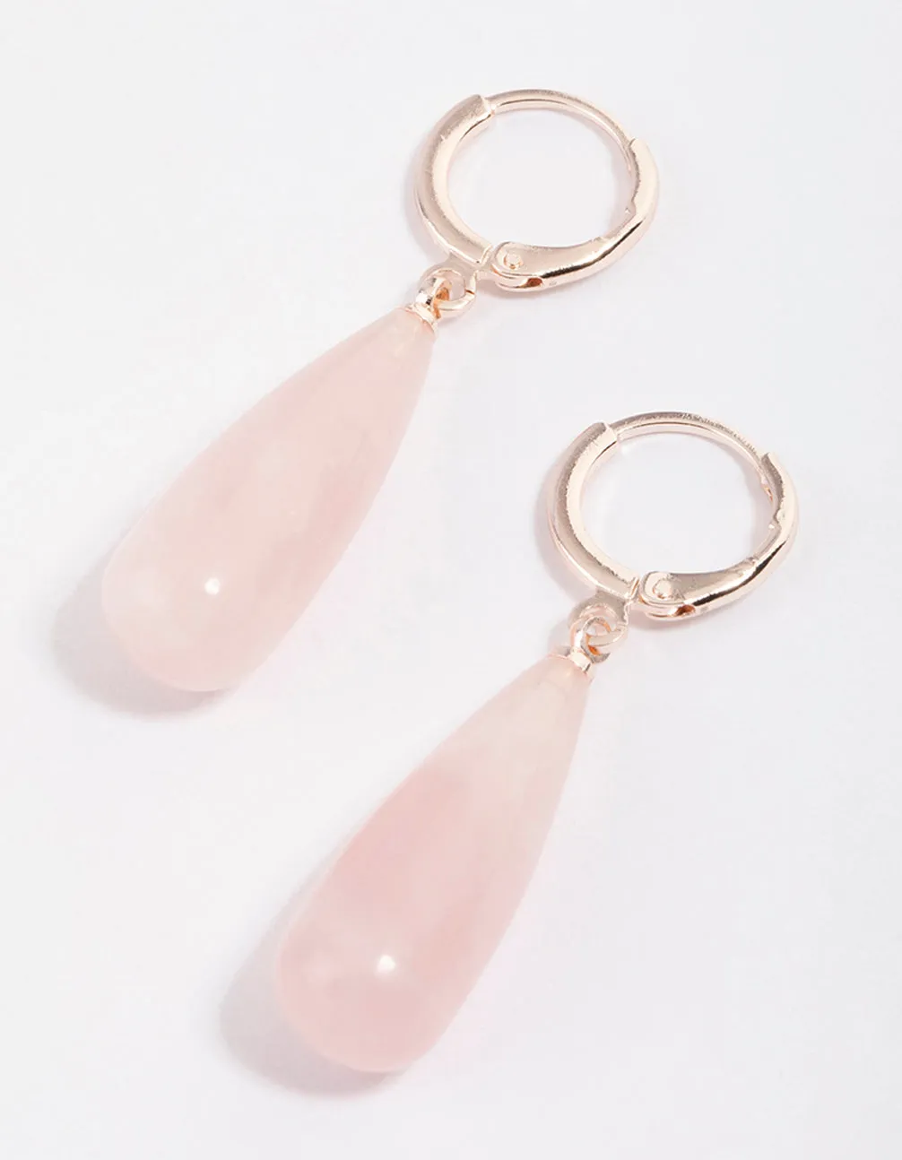 Rose Quartz Organic Triangle Hoop Earrings