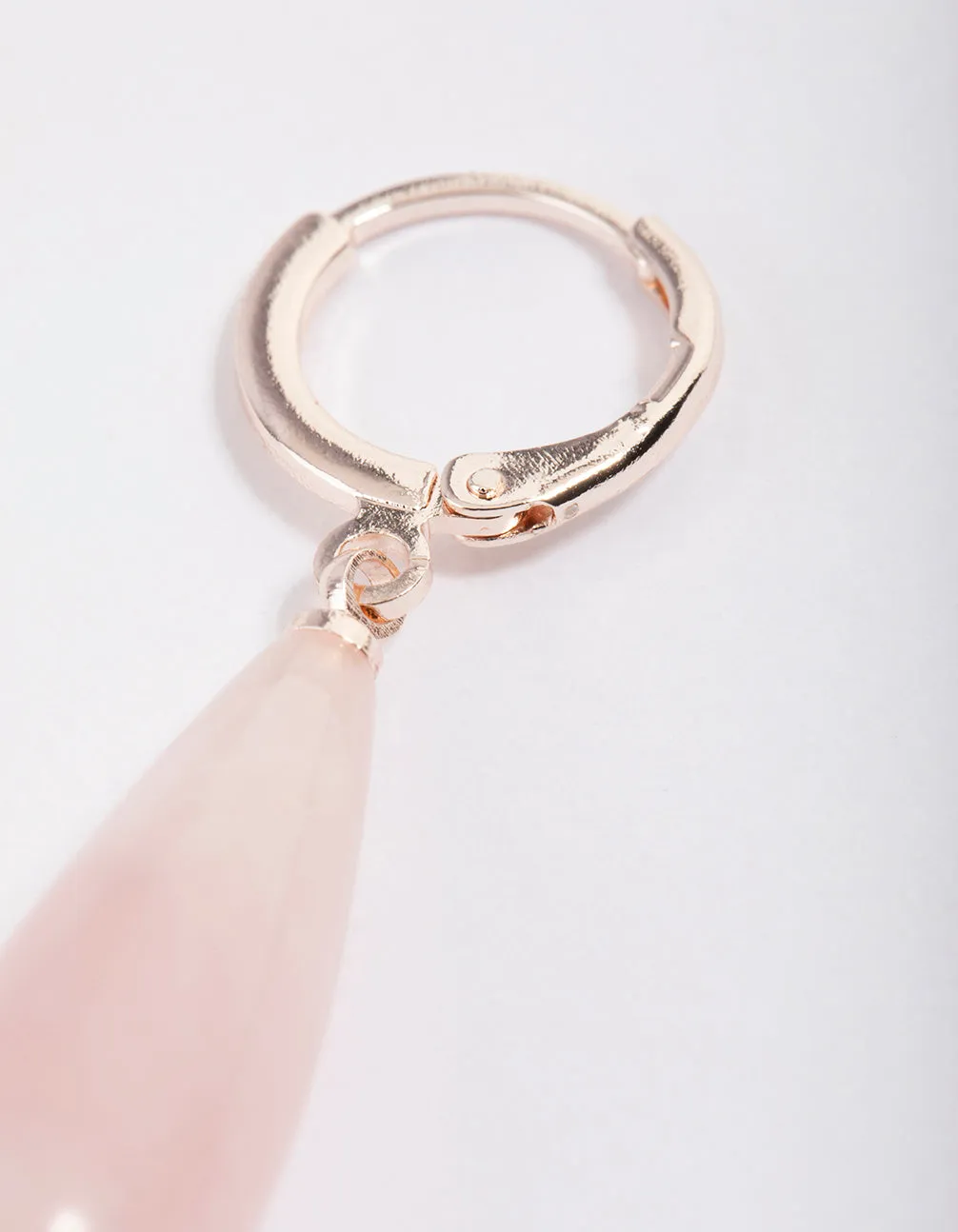 Rose Quartz Organic Triangle Hoop Earrings