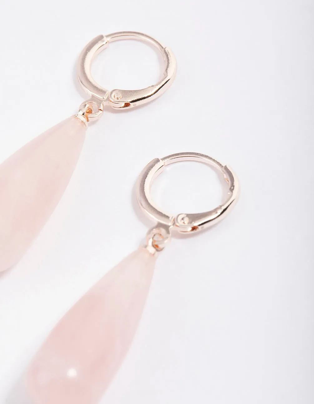 Rose Quartz Organic Triangle Hoop Earrings