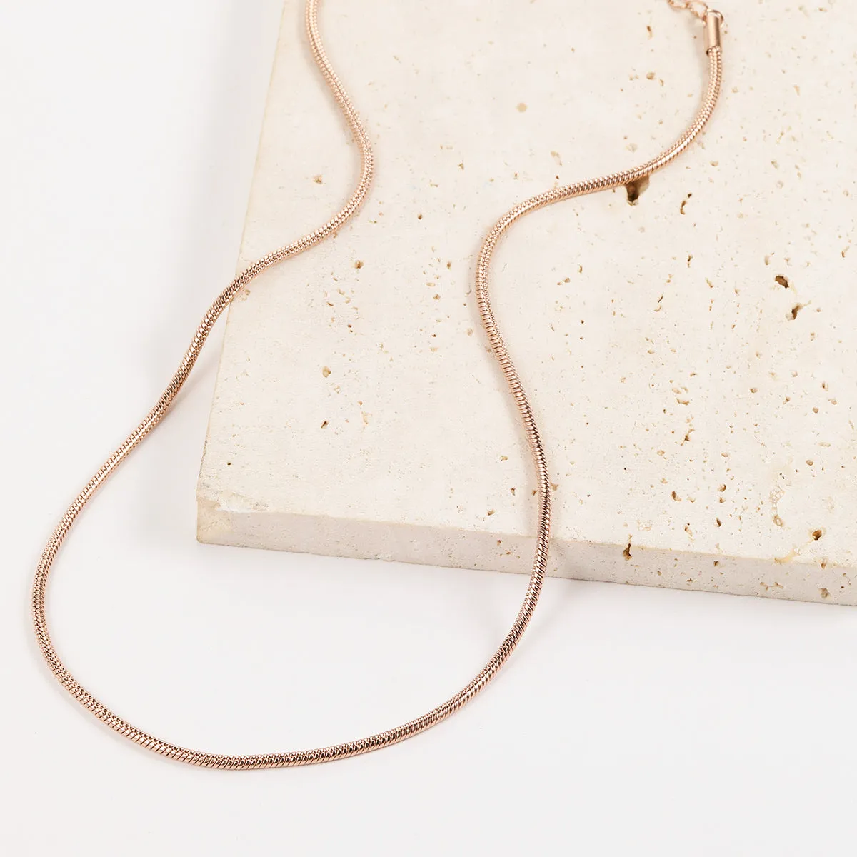 Round Snake Chain Necklace Rose Gold