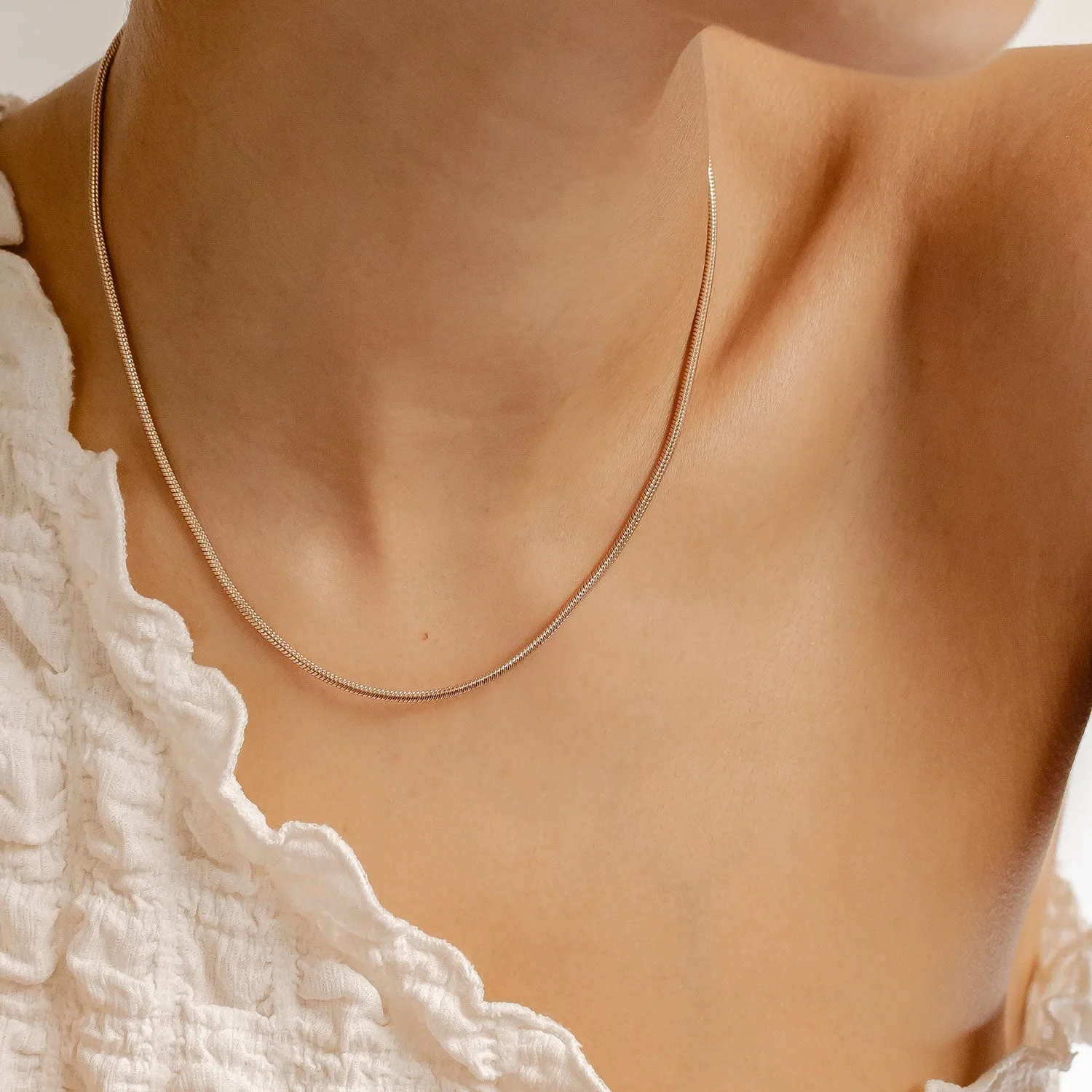 Round Snake Chain Necklace Rose Gold