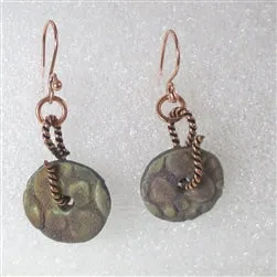 Rustic Artisan Handmade Earrings Raku Matte Glaze