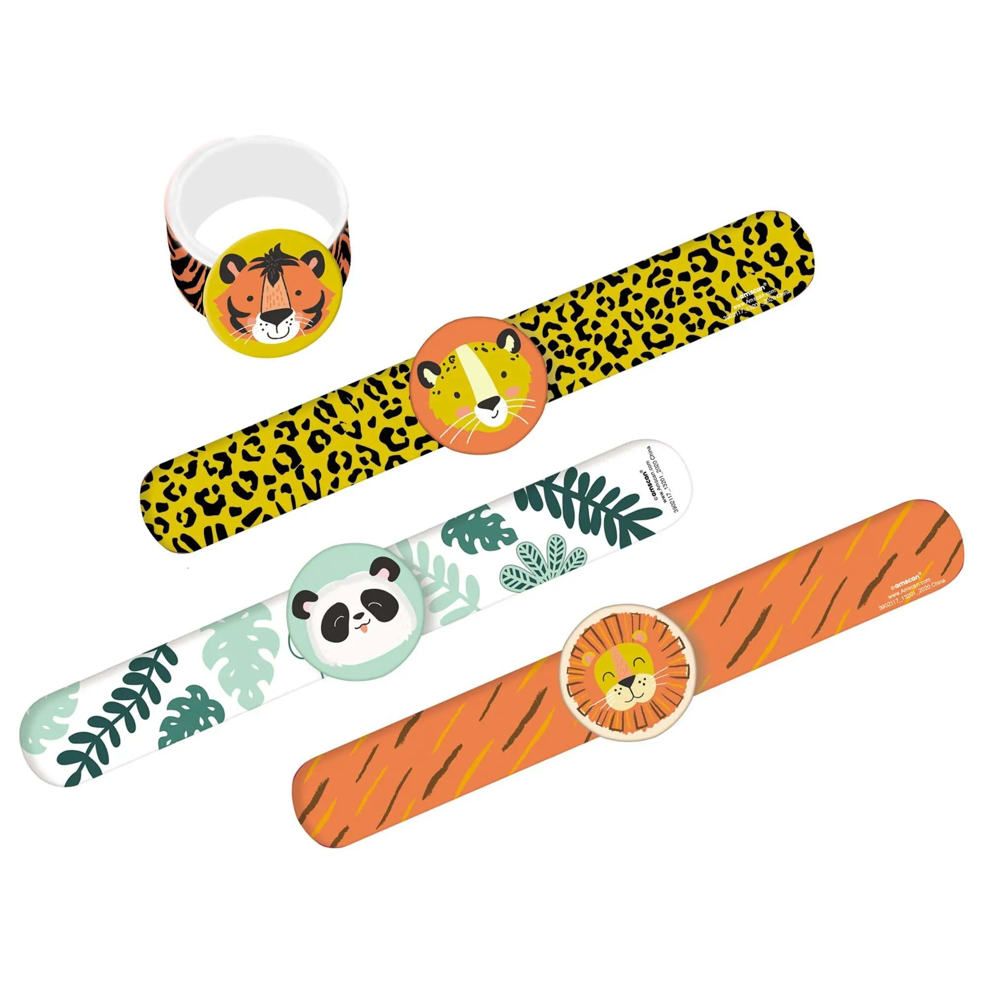 Safari Animals Slap Bracelet, 1 x 9 Inches, 4 Count