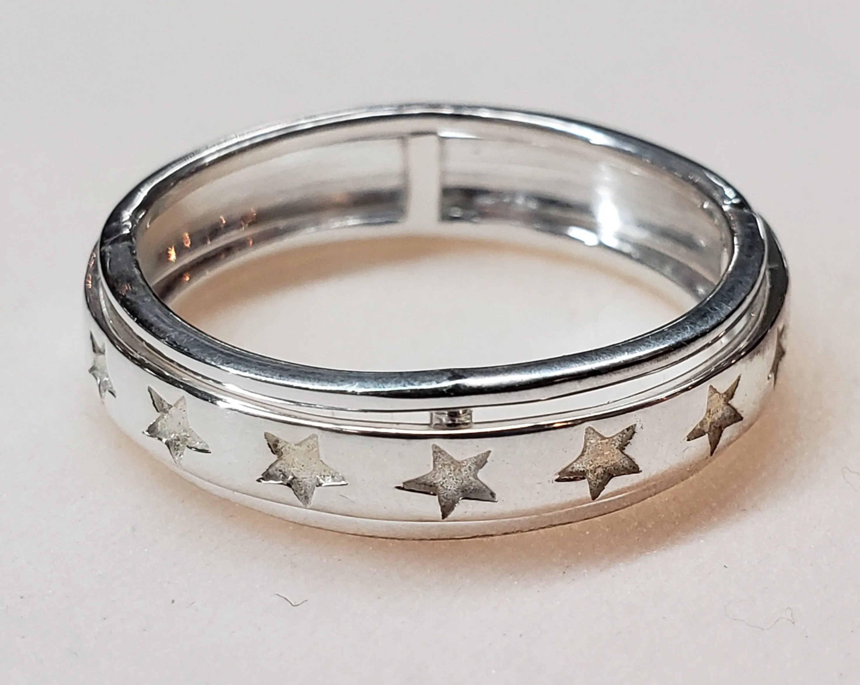 Size 11, Artisan Crafted Sterling Silver "Row of Stars" Ring 6  gms of .925