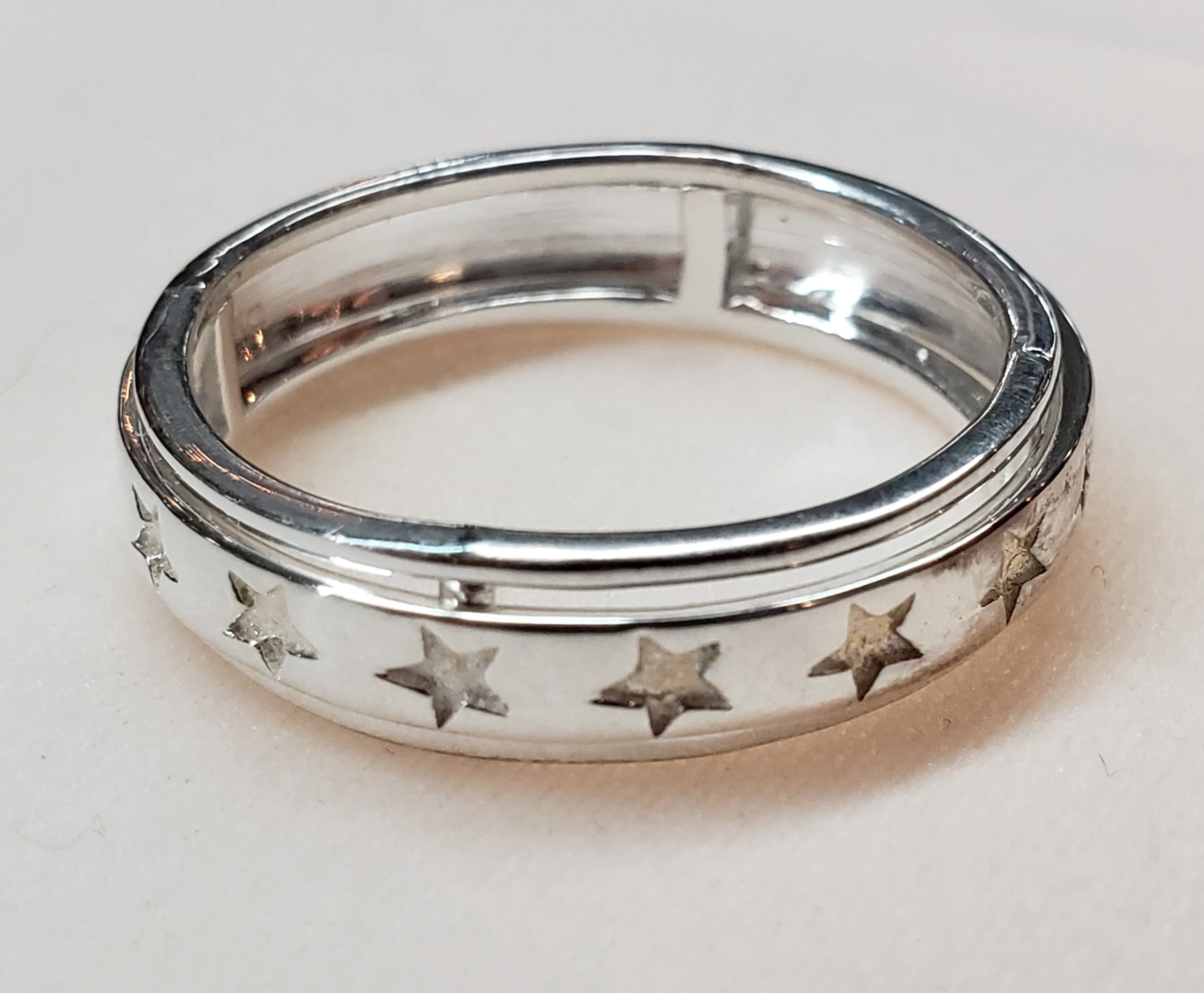 Size 11, Artisan Crafted Sterling Silver "Row of Stars" Ring 6  gms of .925