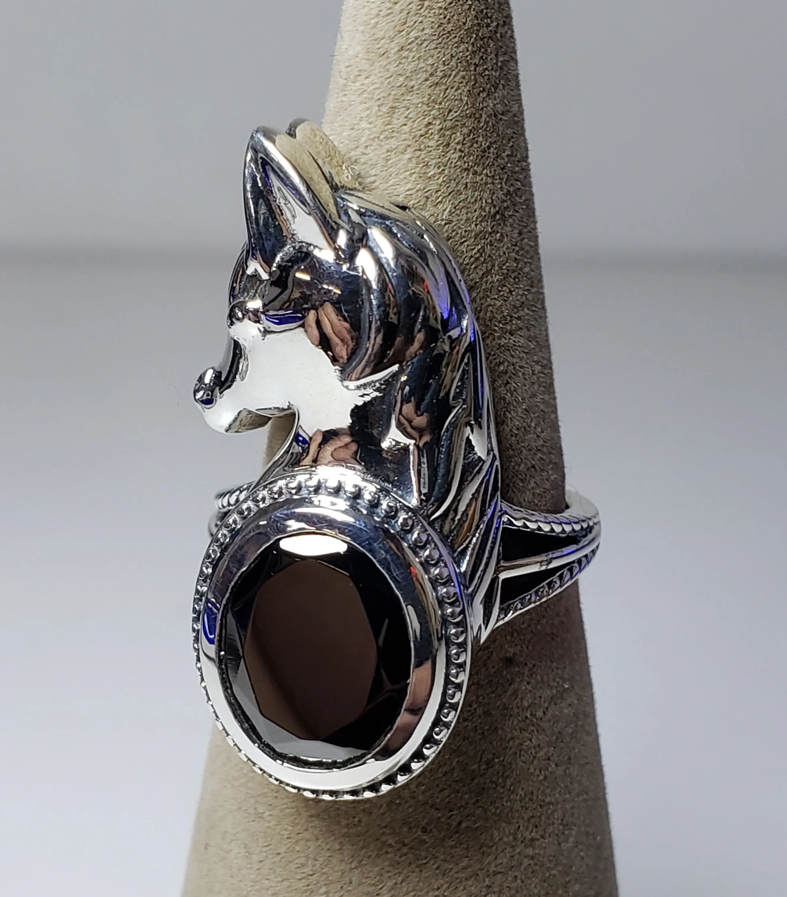 Size 6 Artisan Crafted, Elite Shungite Horse 3 ctw in 925 Sterling Silver Ring. Made in India