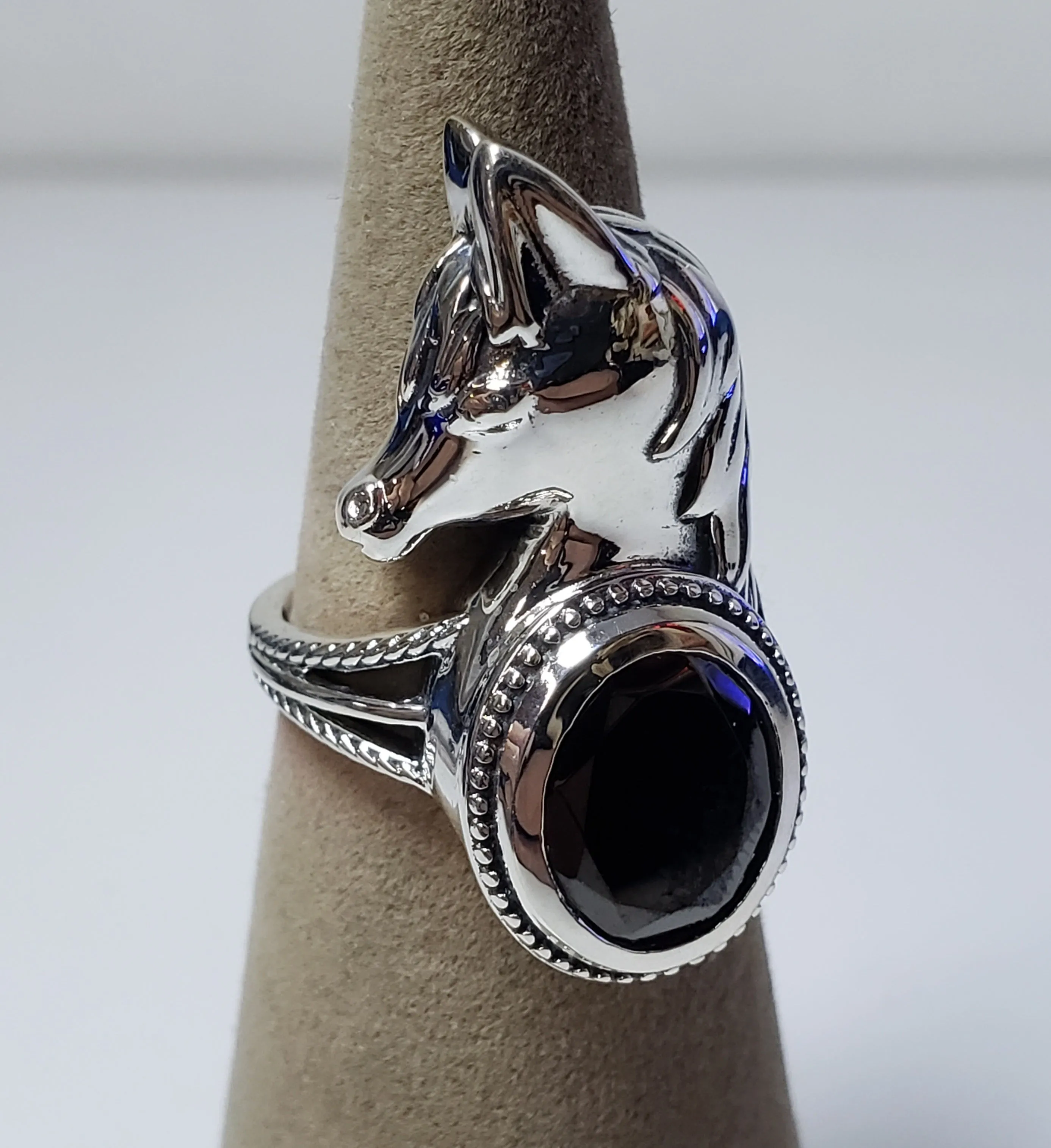 Size 6 Artisan Crafted, Elite Shungite Horse 3 ctw in 925 Sterling Silver Ring. Made in India