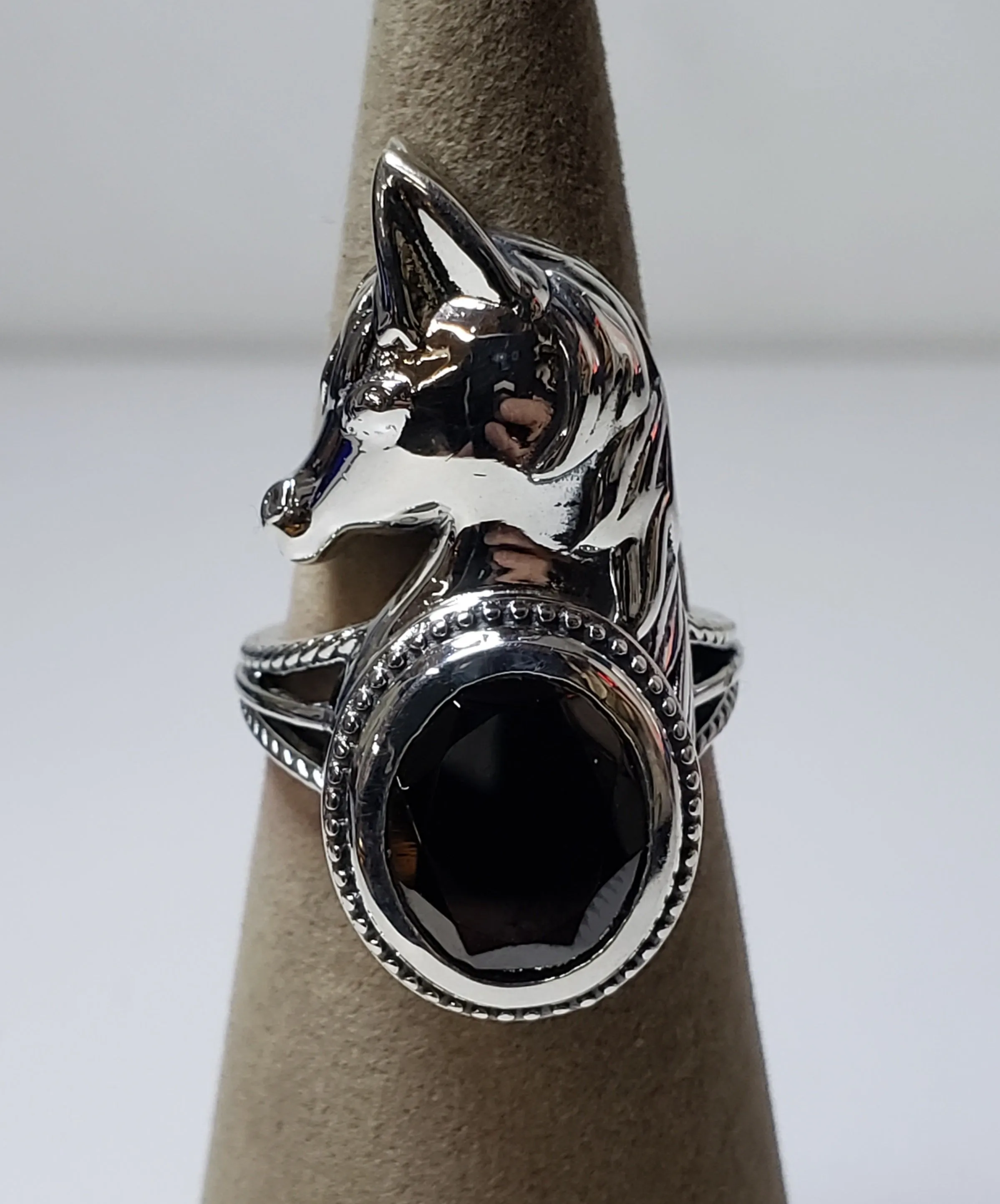 Size 6 Artisan Crafted, Elite Shungite Horse 3 ctw in 925 Sterling Silver Ring. Made in India