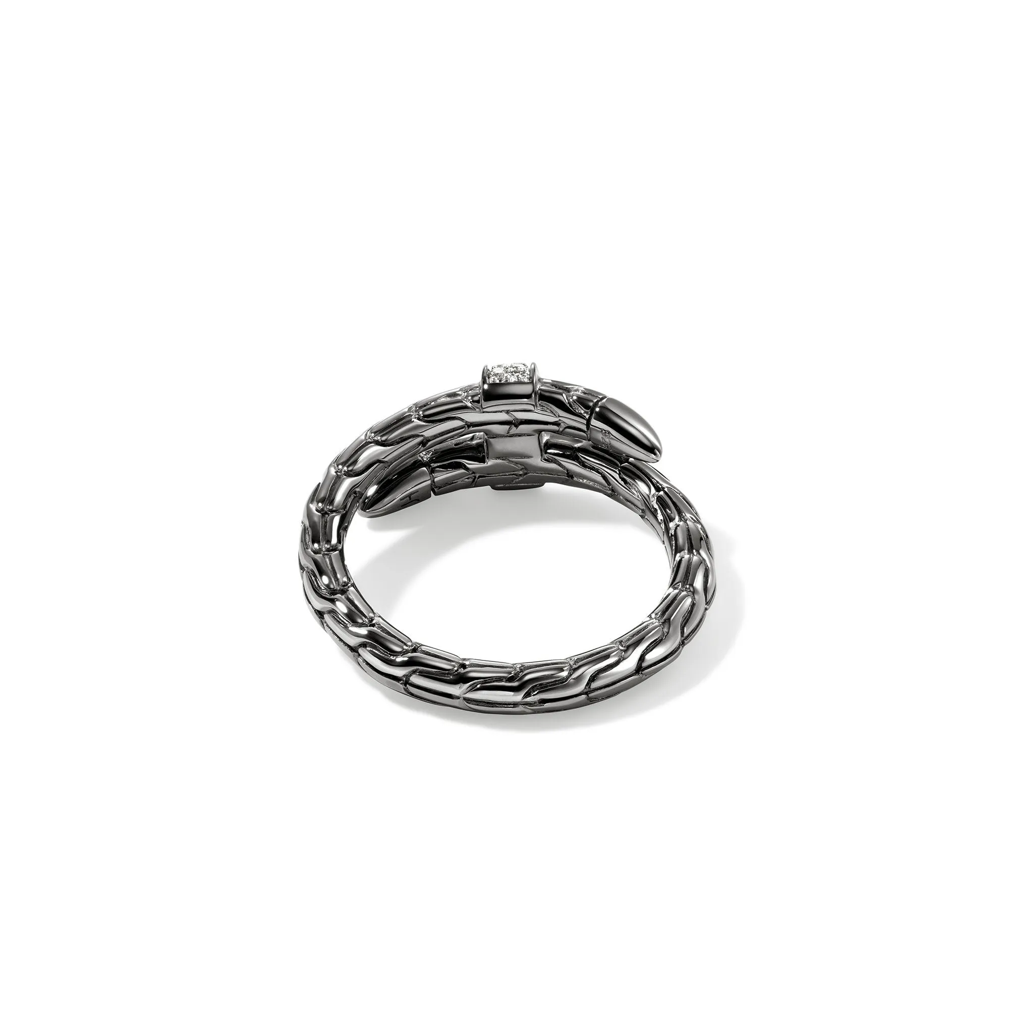 Spear Ring, Dark Silver with Diamonds