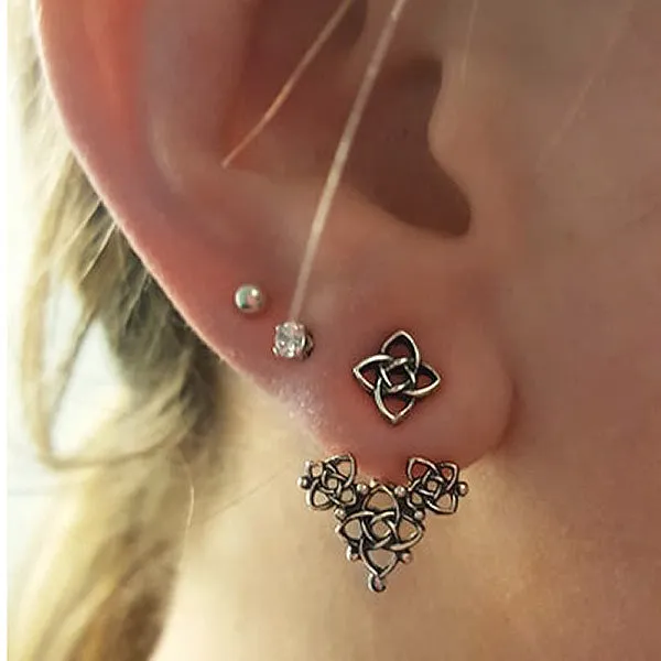 Starlight Knot Earring Jacket in Silver