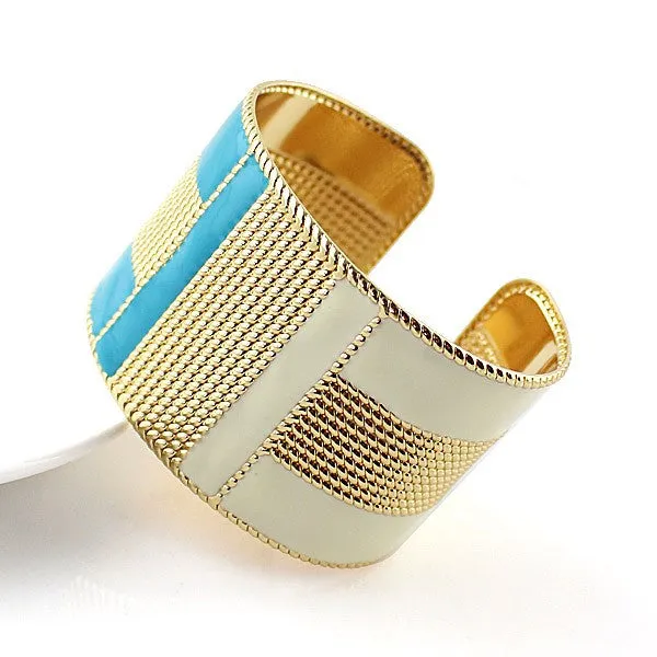 Steampunk Fashion Jewelry Cuff Bracelets Bangles Exaggerated Gold Color with Colorful Enamel Bracelets