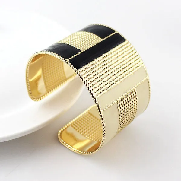 Steampunk Fashion Jewelry Cuff Bracelets Bangles Exaggerated Gold Color with Colorful Enamel Bracelets