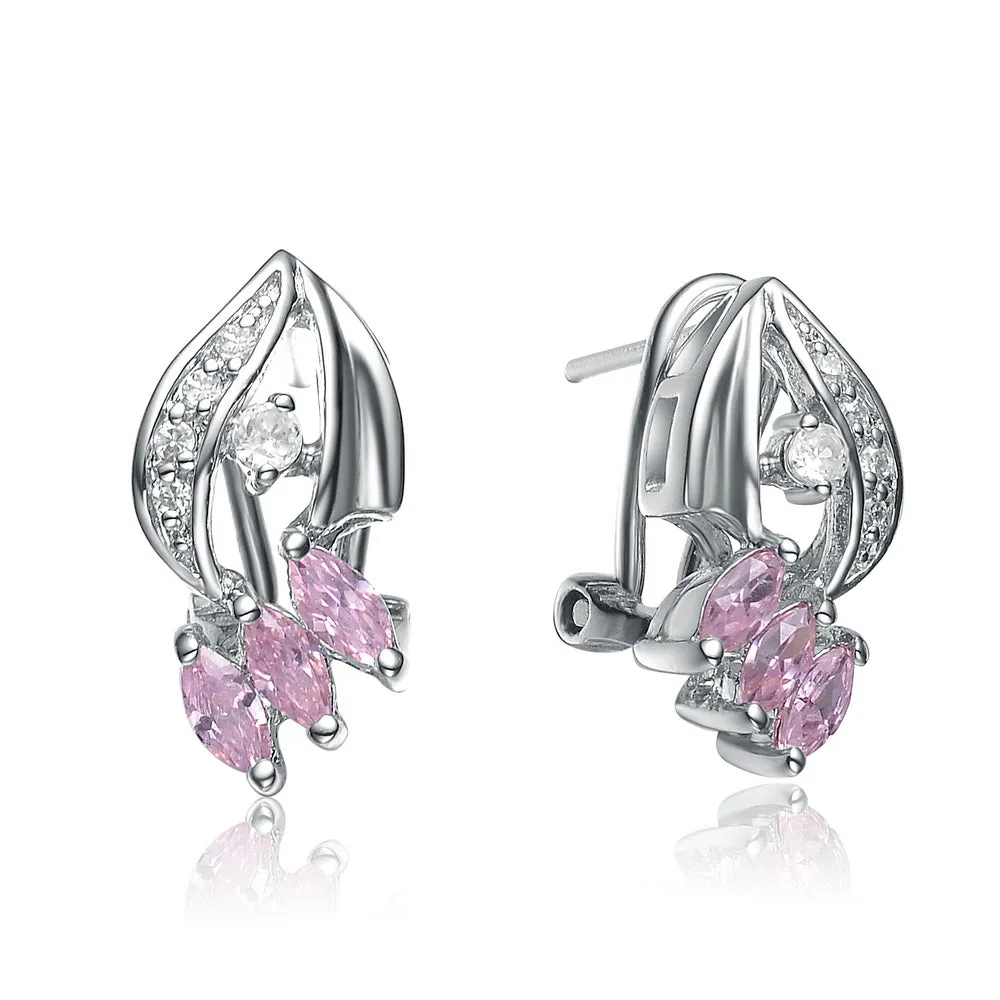 Sterling Silver Pink Cubic Zirconia Earrings