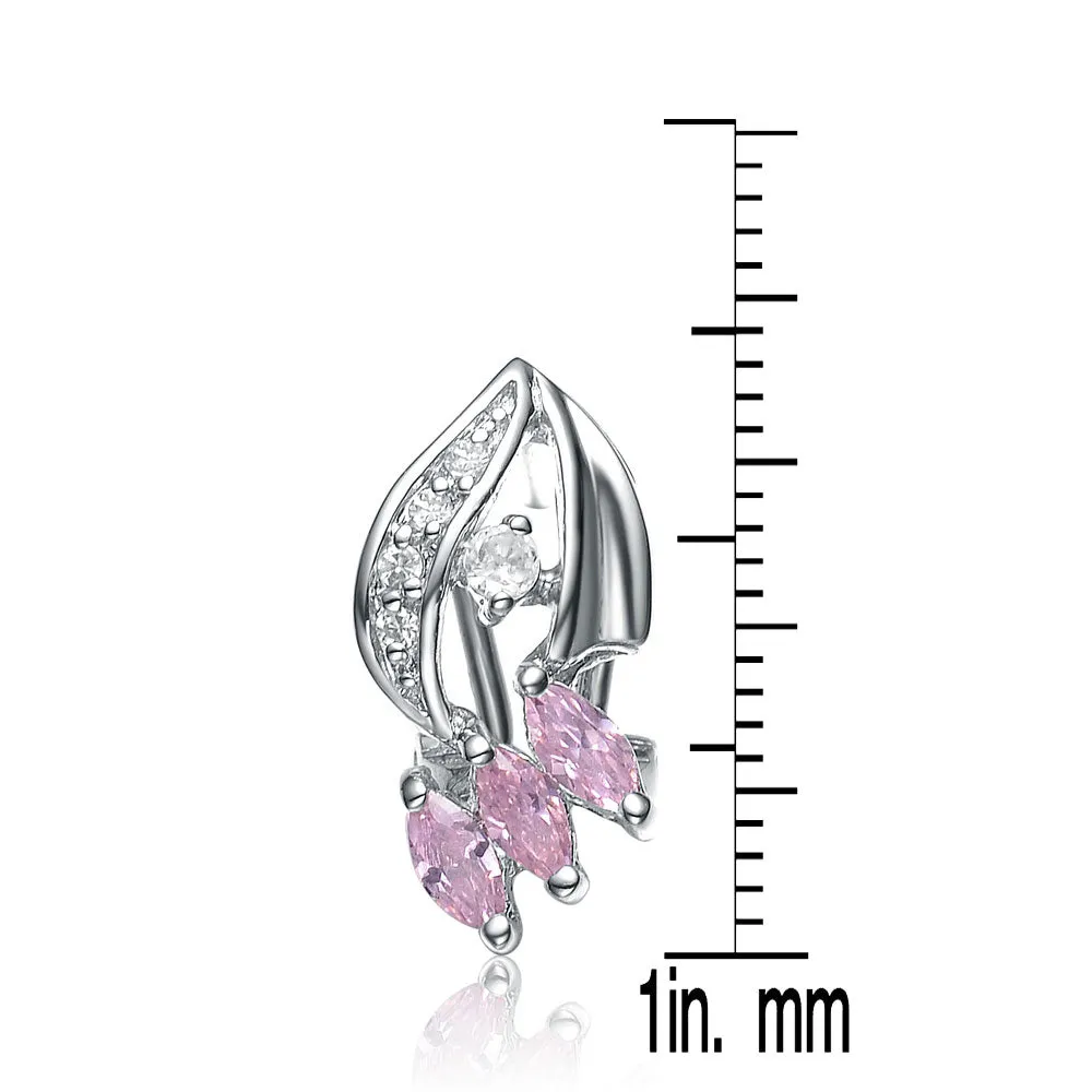 Sterling Silver Pink Cubic Zirconia Earrings