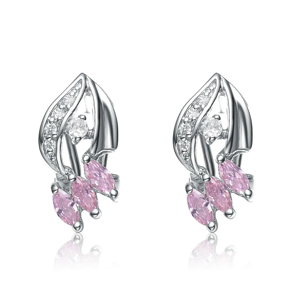 Sterling Silver Pink Cubic Zirconia Earrings