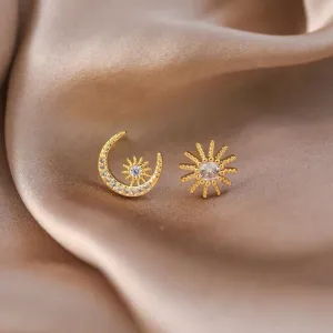 Sun Moon Star Earrings 925 Sterling Silver