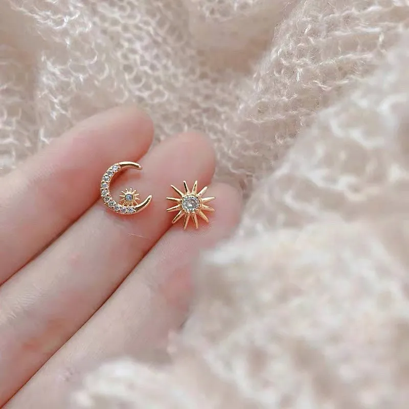 Sun Moon Star Earrings 925 Sterling Silver