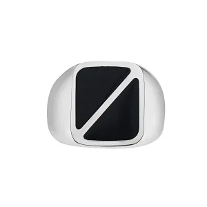 TRIANGLE PATTERN BLACK ONYX SQUARE SIGNET RING