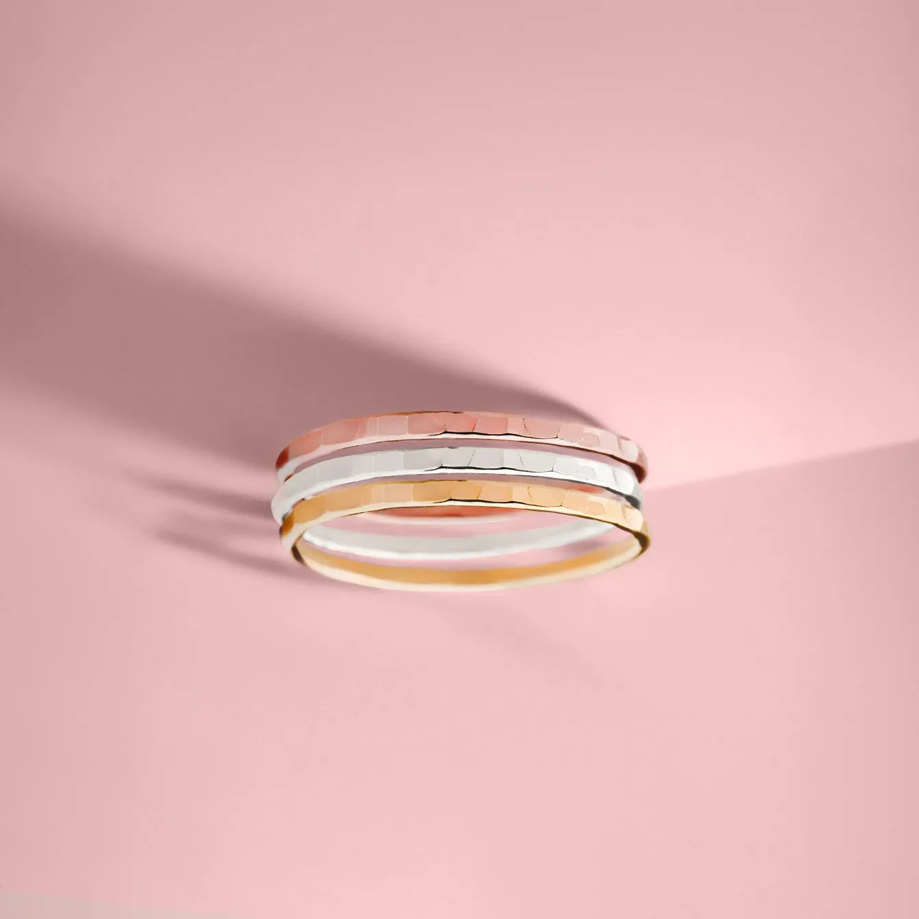 Trio of Hammered Stacking Rings