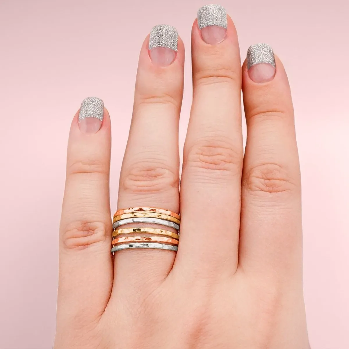 Trio of Hammered Stacking Rings