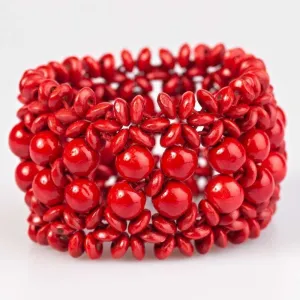 Tropical Bliss Red Stretchy Bracelet