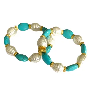 Turquoise & Freshwater Pearls Statement Gemstone Bracelet