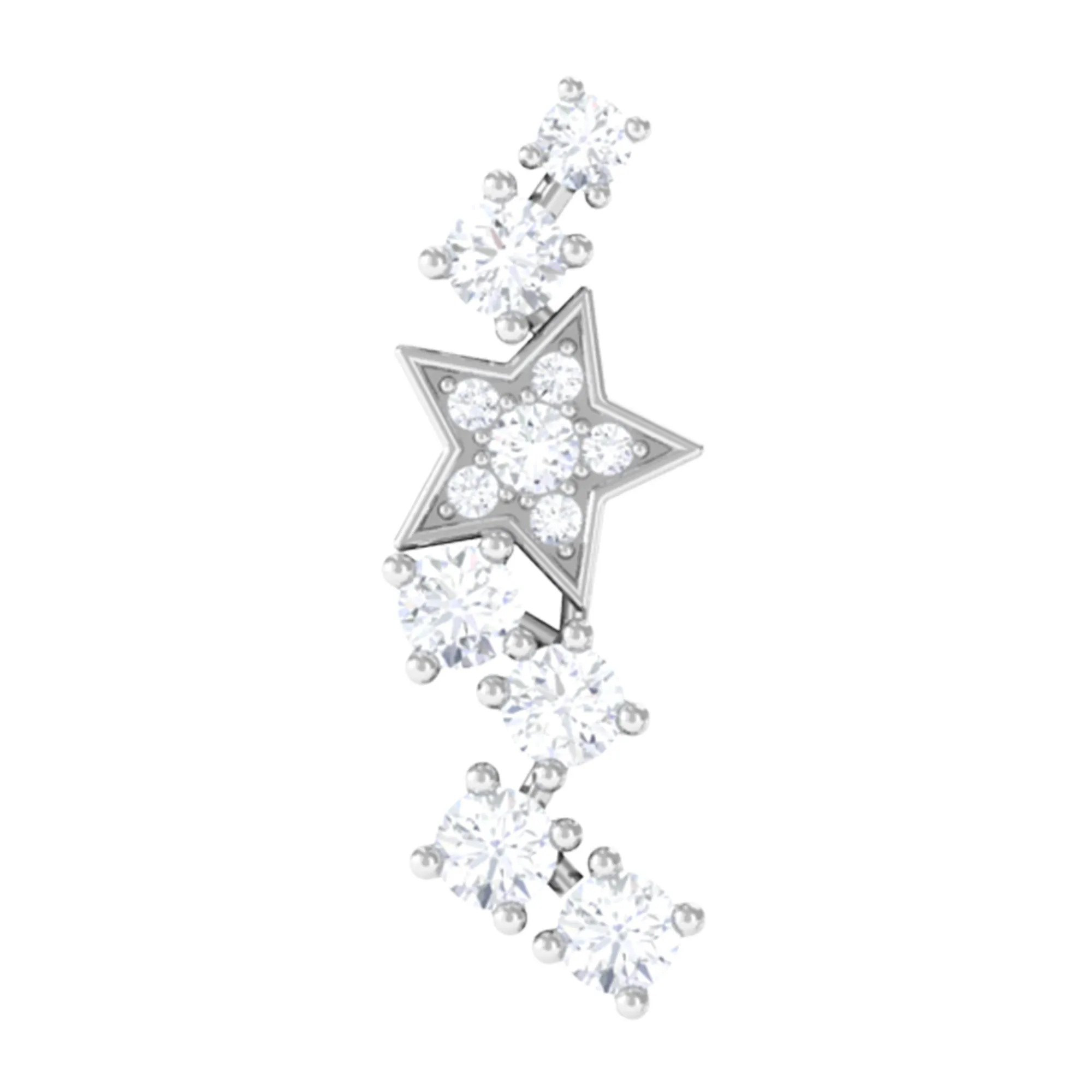 Unique Diamond Star Crawler Helix Earring