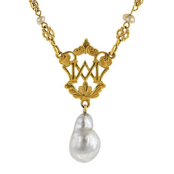 Victorian Baroque Pearl Drop Necklace