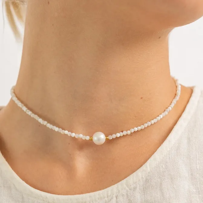 White Thin Pearl Necklace