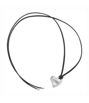 WHITNEY HEART CORD NECKLACE- SILVER