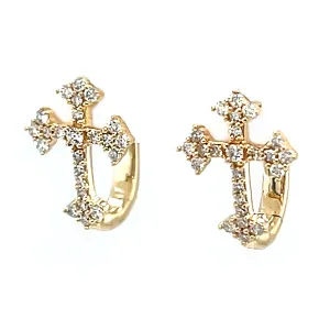 Yellow 10 Karat Cross Earrings