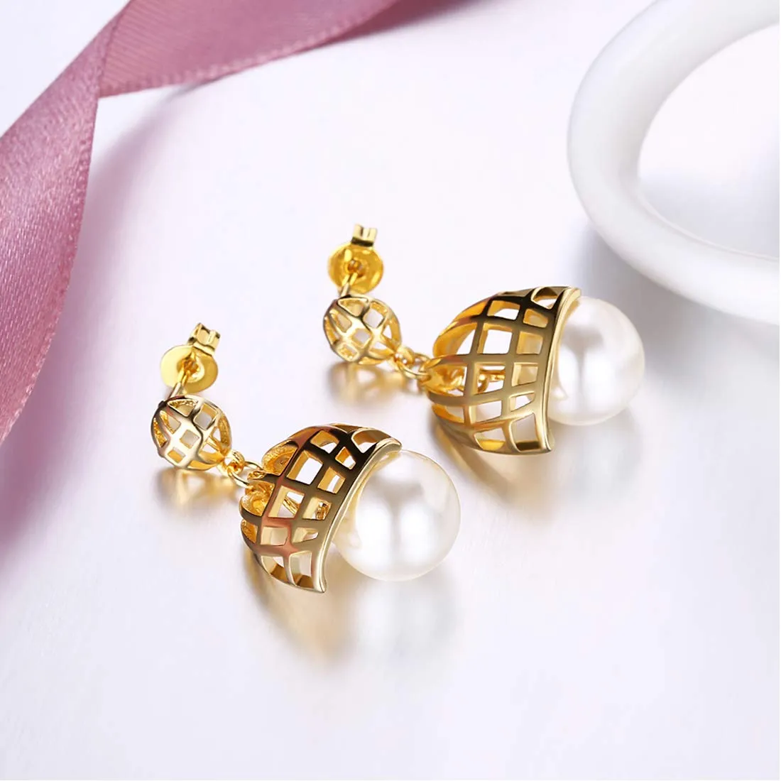 Yellow Chimes Innovative Golden Lamp Pearl Drop Earring for Women & Girls