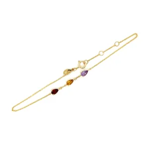 Yellow Gold Tri-Gemstone Bracelet