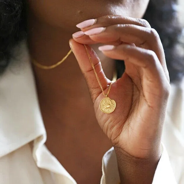 Zodiac Gold Cancer Coin Pendant Necklace